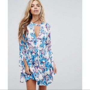 Free People Tegan Mini Dress Floral Blue White 2